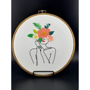 Handmade Finished Embroidery - Woman with Floral Crown